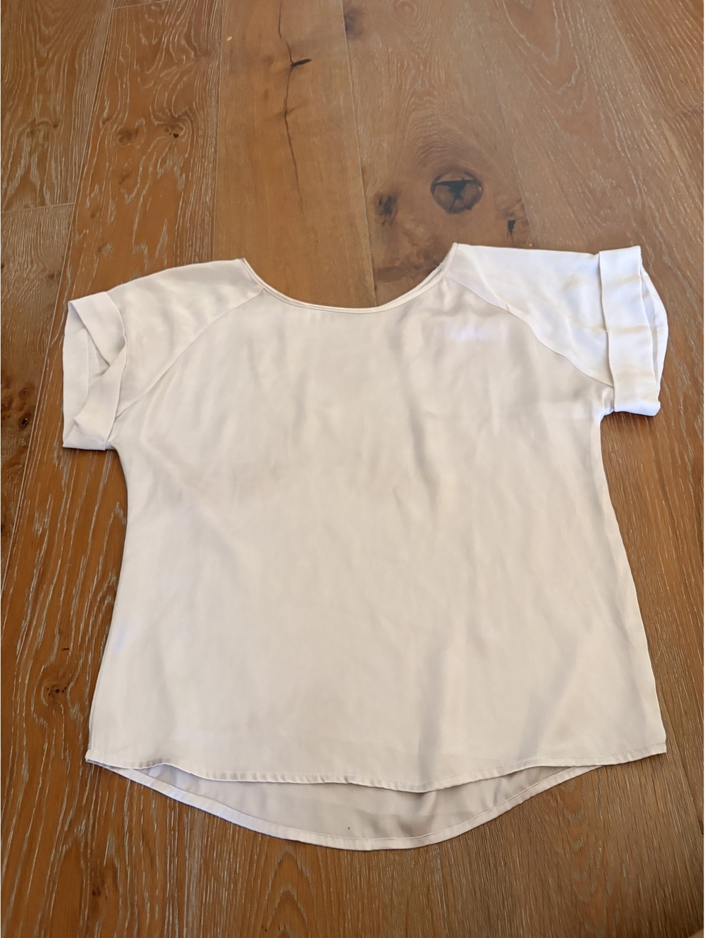 SISLEY Cream Silk Short Sleeve Blouse Elegant Parisian Chic Small
